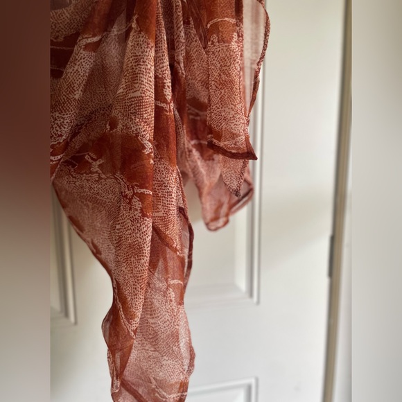 NWOT Gorgeous Sheer Brown Python Design 3/4 Bell Sleeve Kimono Swimsuit Coverup - Picture 17 of 17